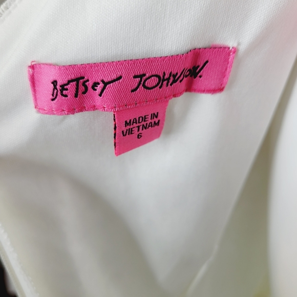 Betsey Johnson Fit & Flare Lace Midi Dress Ivory Sleeveless Wedding Evening Sz 6 - Picture 8 of 13